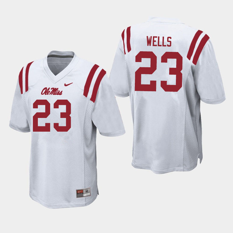 Men #23 Nevin Wells Ole Miss Rebels College Football Jerseys Sale-White
